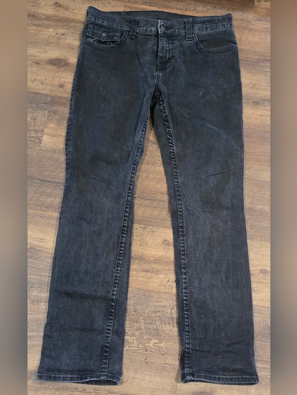 True Religion Men's Black Ricky Relaxed Straight Denim Jeans
